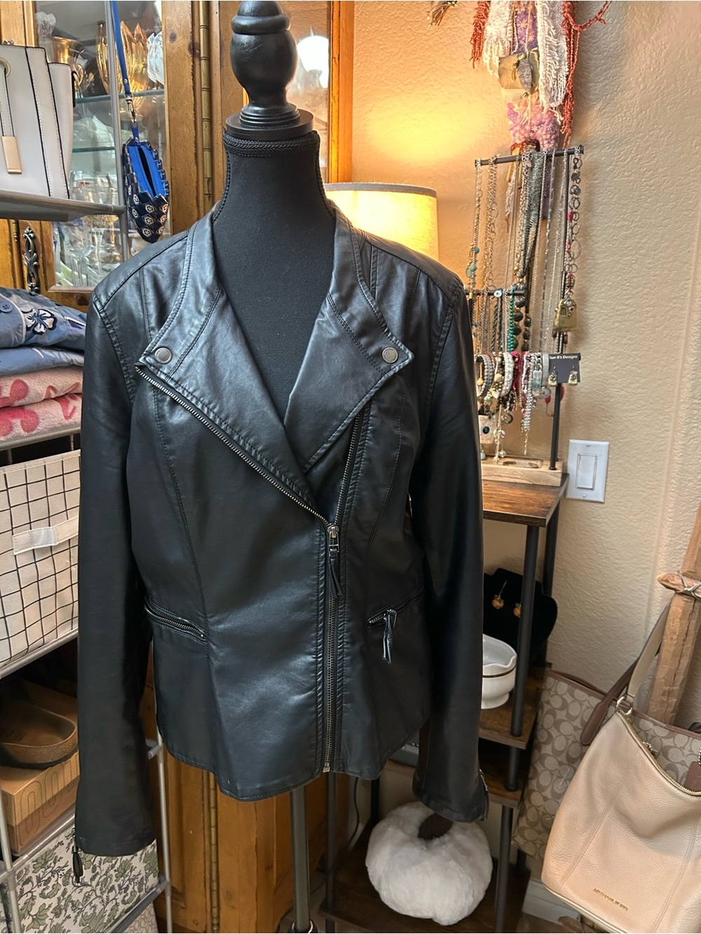 Blank NYC Black Faux Leather Moto Jacket